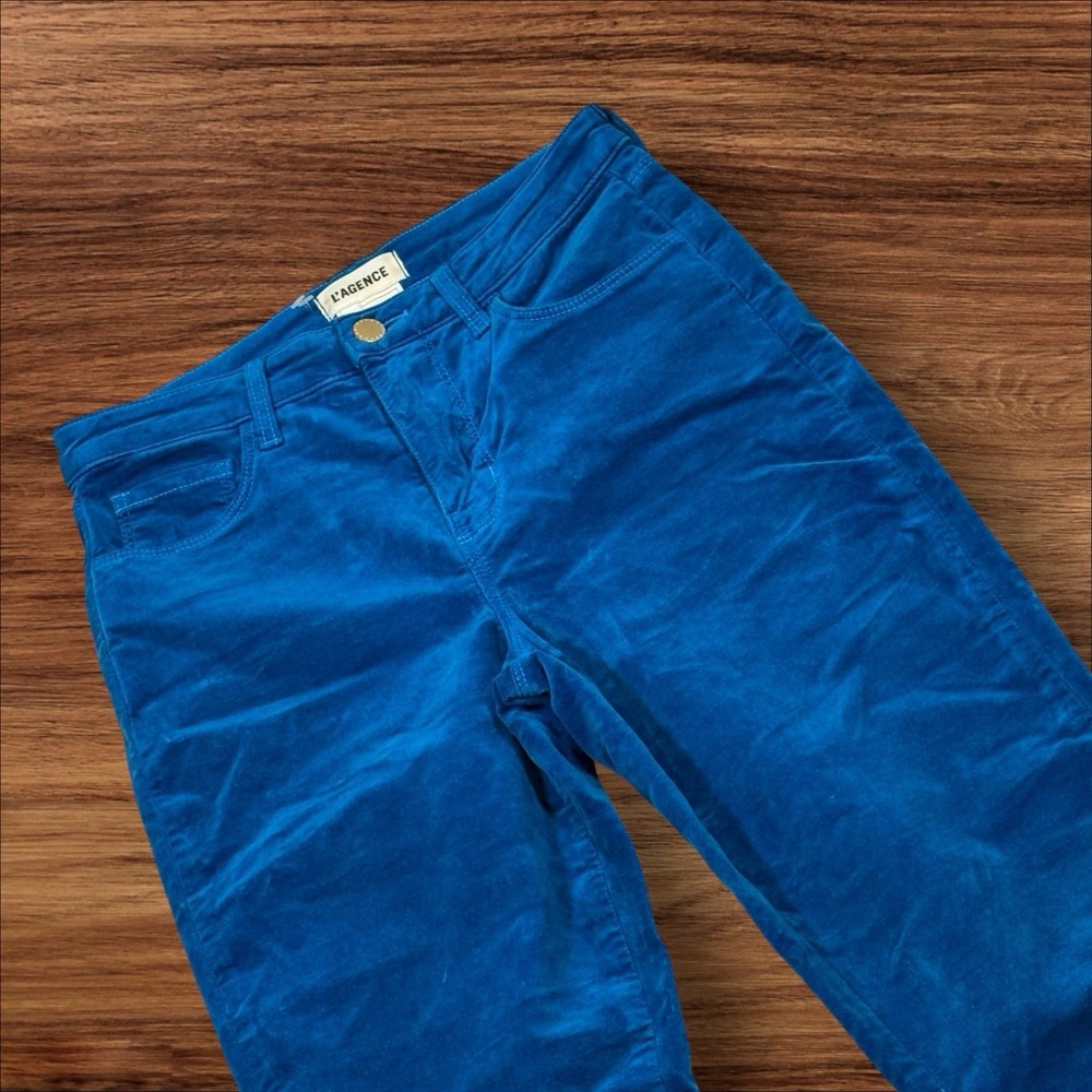 NWOT L'agence Women 24 Marty Velvet Jean Deep Lagoon‎ Blue High Rise Flare Leg